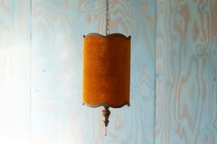 1960s Vtg MCM Boho Gold Crushed Velvet Swag Lamp Hollywood regency