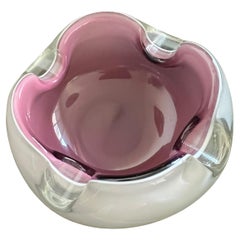 1960er Jahre VTG MCM Murano Weiß & Lila Kunstglas Aschenbecher / Trinket Dish, Italien