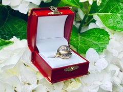 1960s VVS 1.07 Carat Emerald Cut Diamond Gold Florentine Brutalist Dome Ring