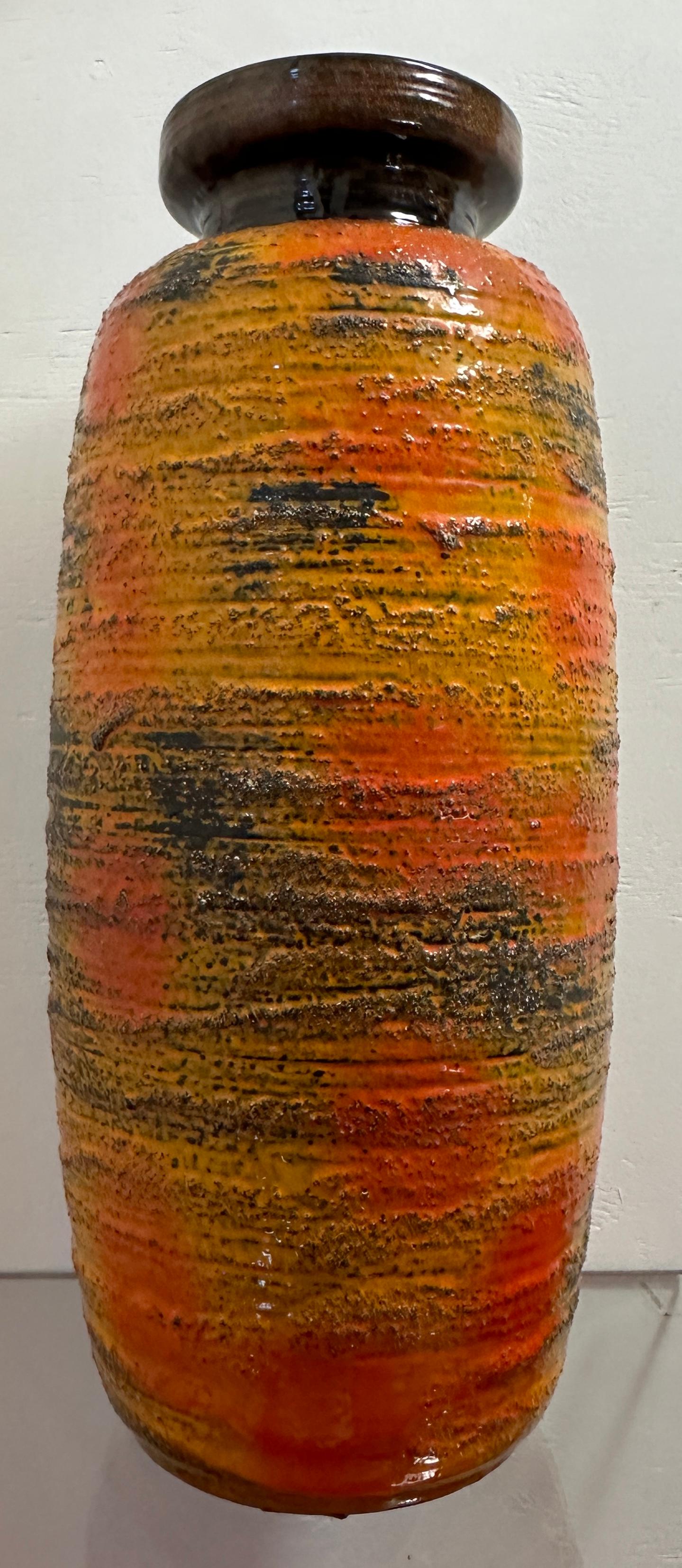 1960s W. German Carstens Tönnieshof Fat Lava Glazed Orange Ochre Floor Vase 8