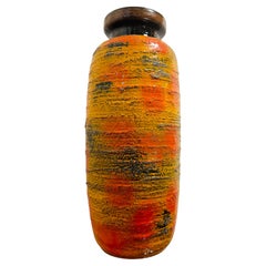 1960s W. German Carstens Tönnieshof Fat Lava Glazed Orange Ochre Floor Vase