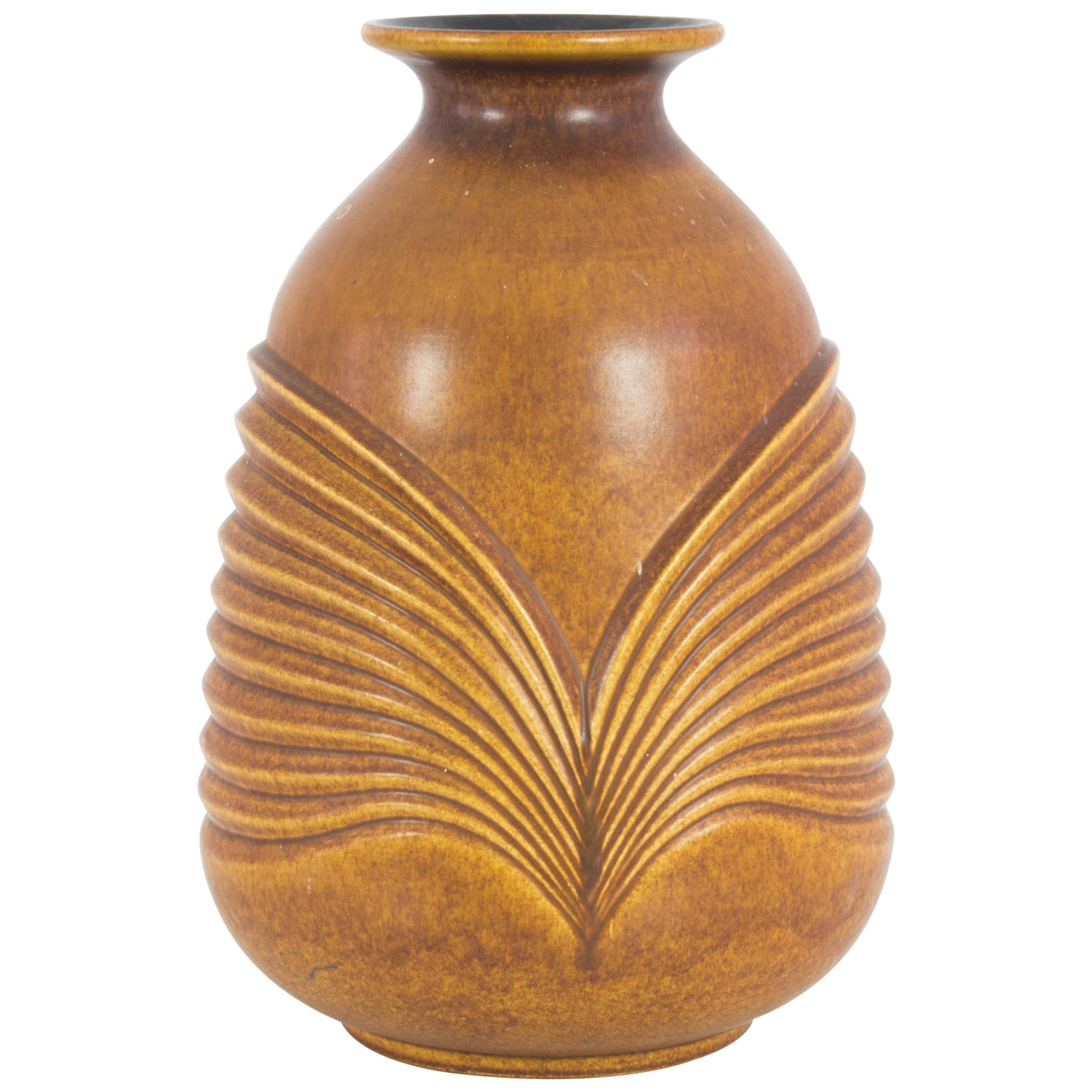 1960s “W. Germany” Ochre Wings Mid-Century Ceramic Vase