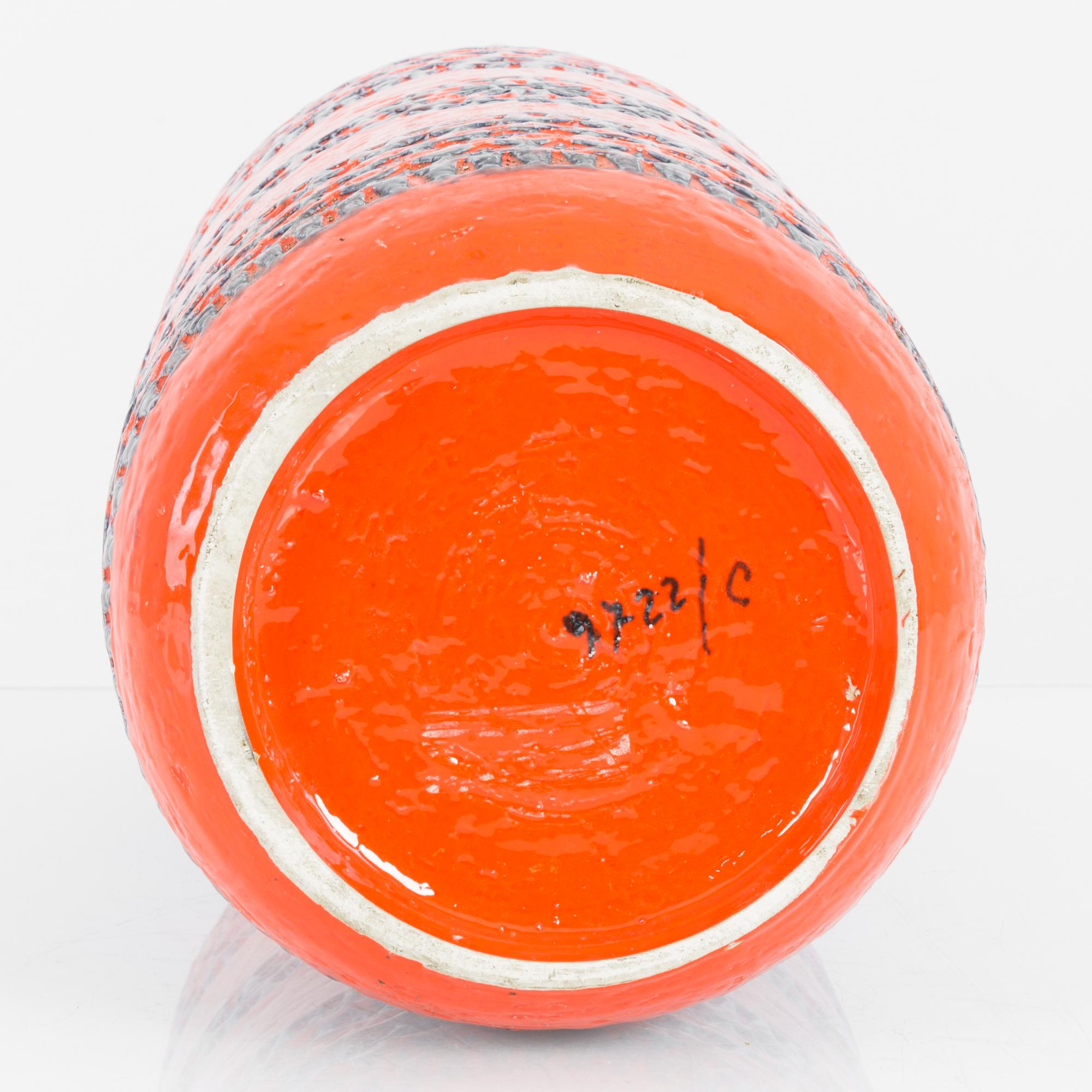 Mid-Century Modern 1960s “W. Germany” Vivid Orange Mid-Century Ceramic Vase