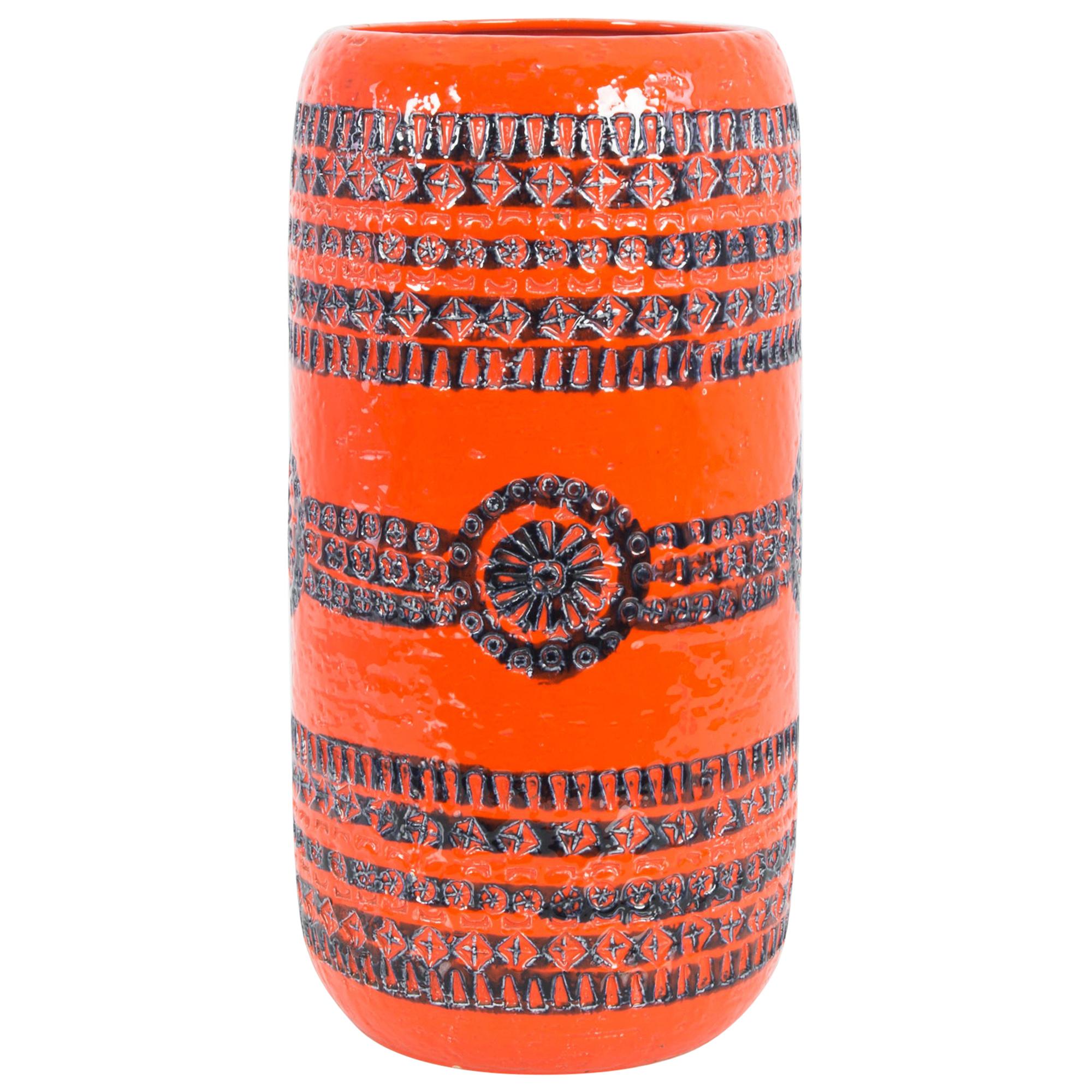 1960s “W. Germany” Vivid Orange Mid-Century Ceramic Vase