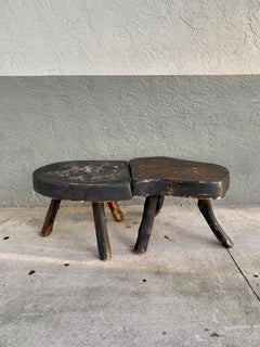 1960s Oak Wabi Sabi Brutalist Sculptural Modular Coffee End Tables