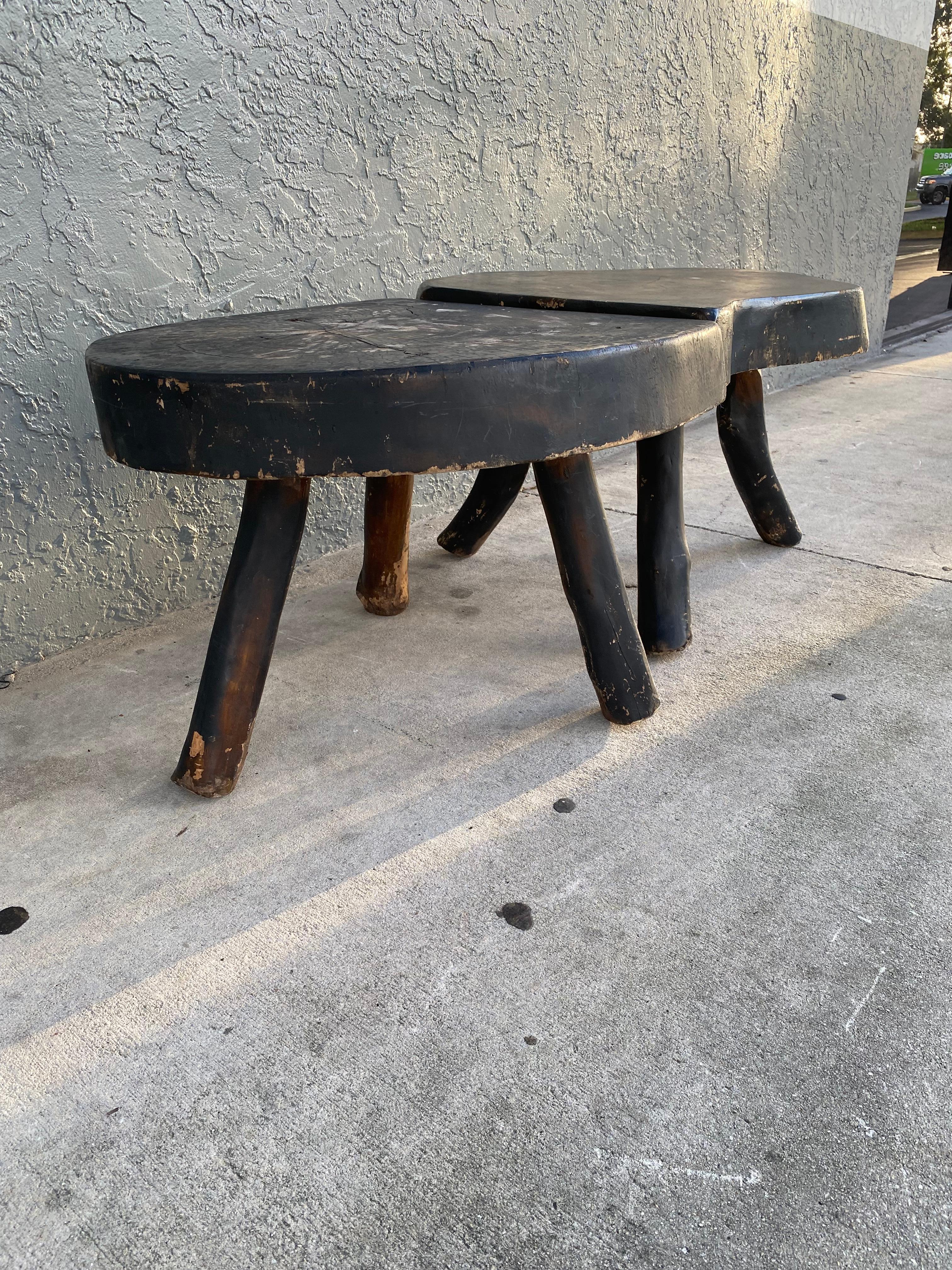 1960s Oak Wabi Sabi Brutalist Sculptural Modular Coffee End Tables For Sale 1
