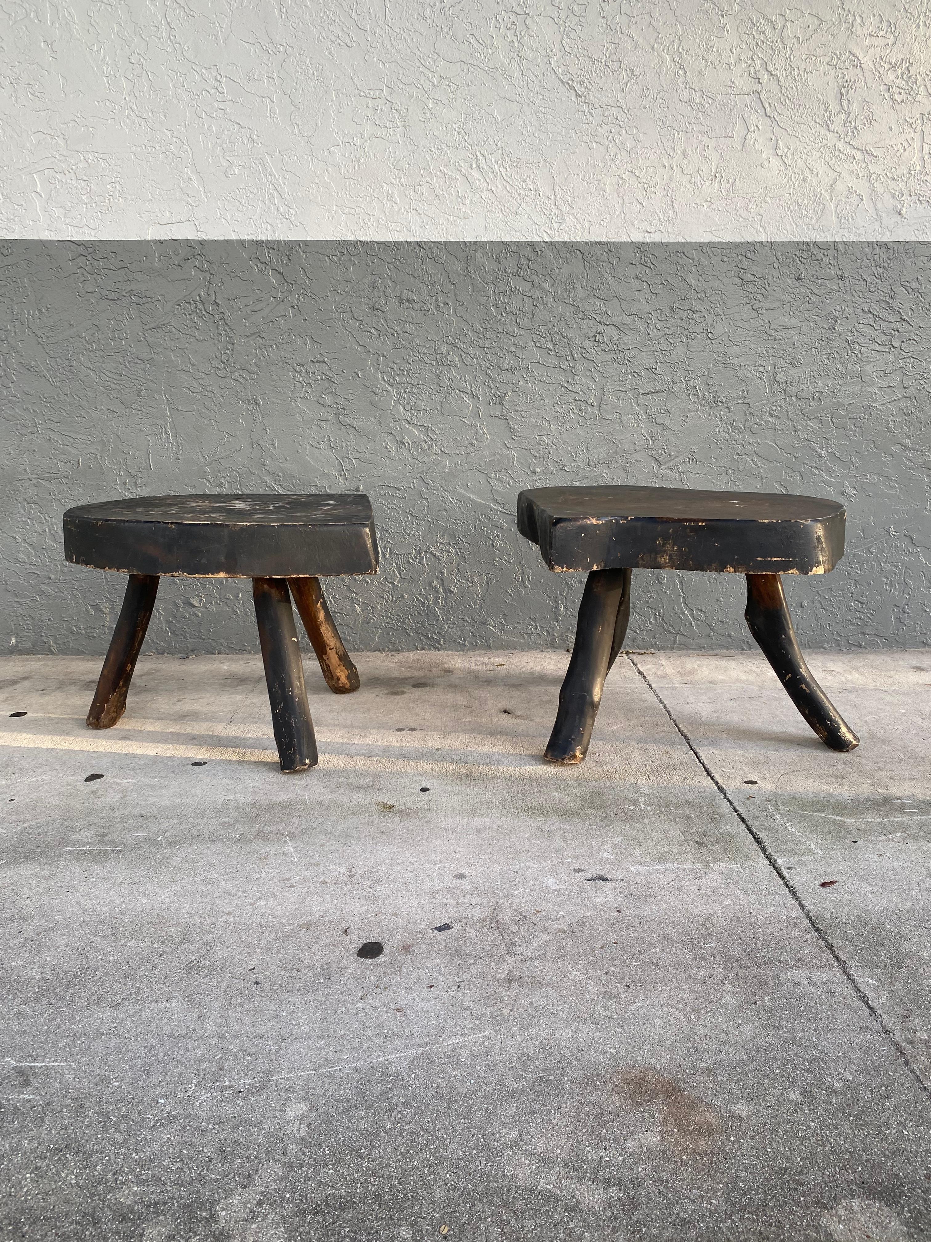 1960s Oak Wabi Sabi Brutalist Sculptural Modular Coffee End Tables For Sale 2