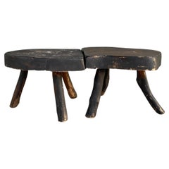Vintage 1960s Oak Wabi Sabi Brutalist Sculptural Modular Coffee End Tables