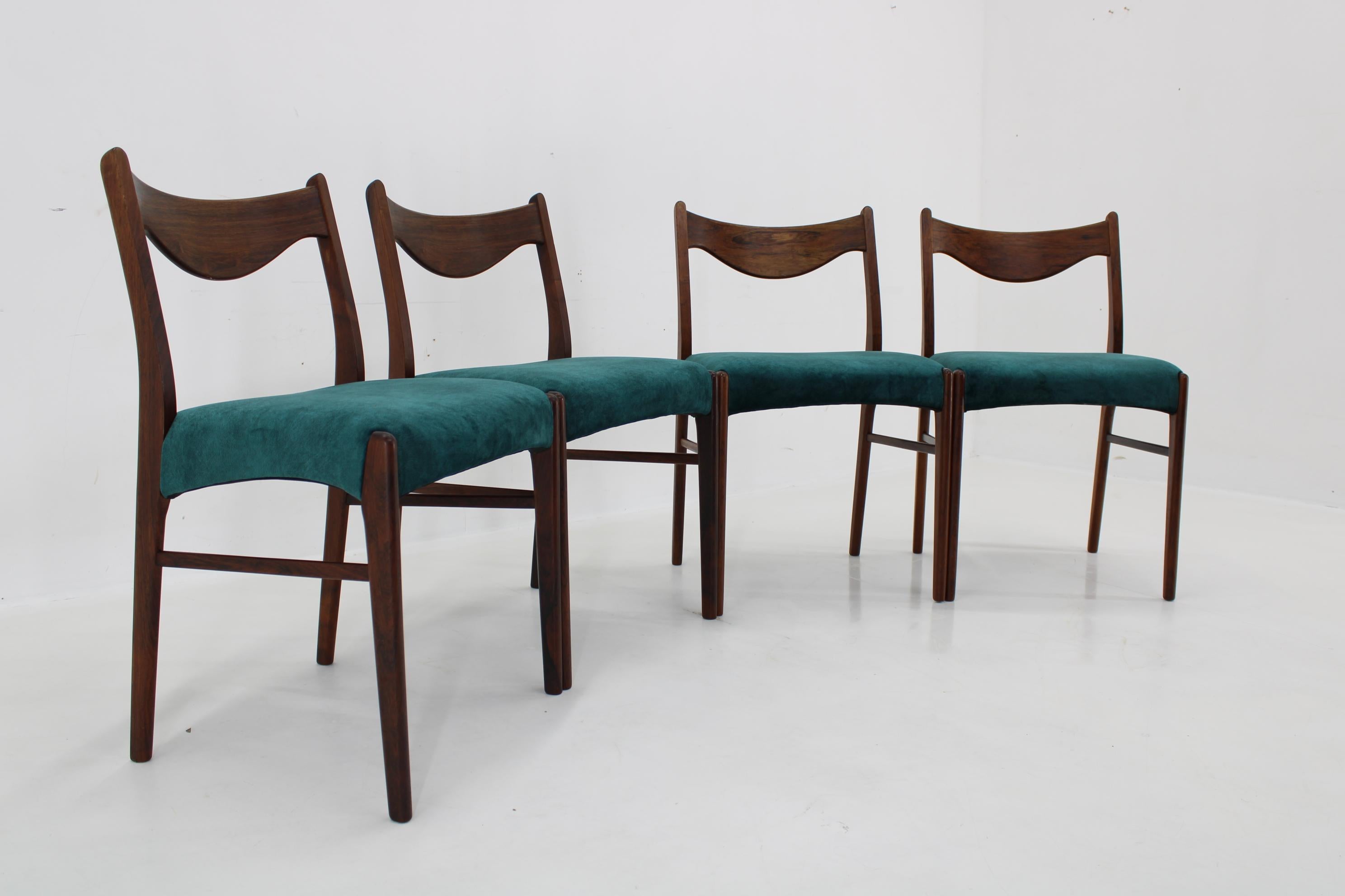 Mid-Century Modern 1960s Wahl Iversen Set of Four Dining Chairs for Glyngøre Stolefabrik, Denmark For Sale