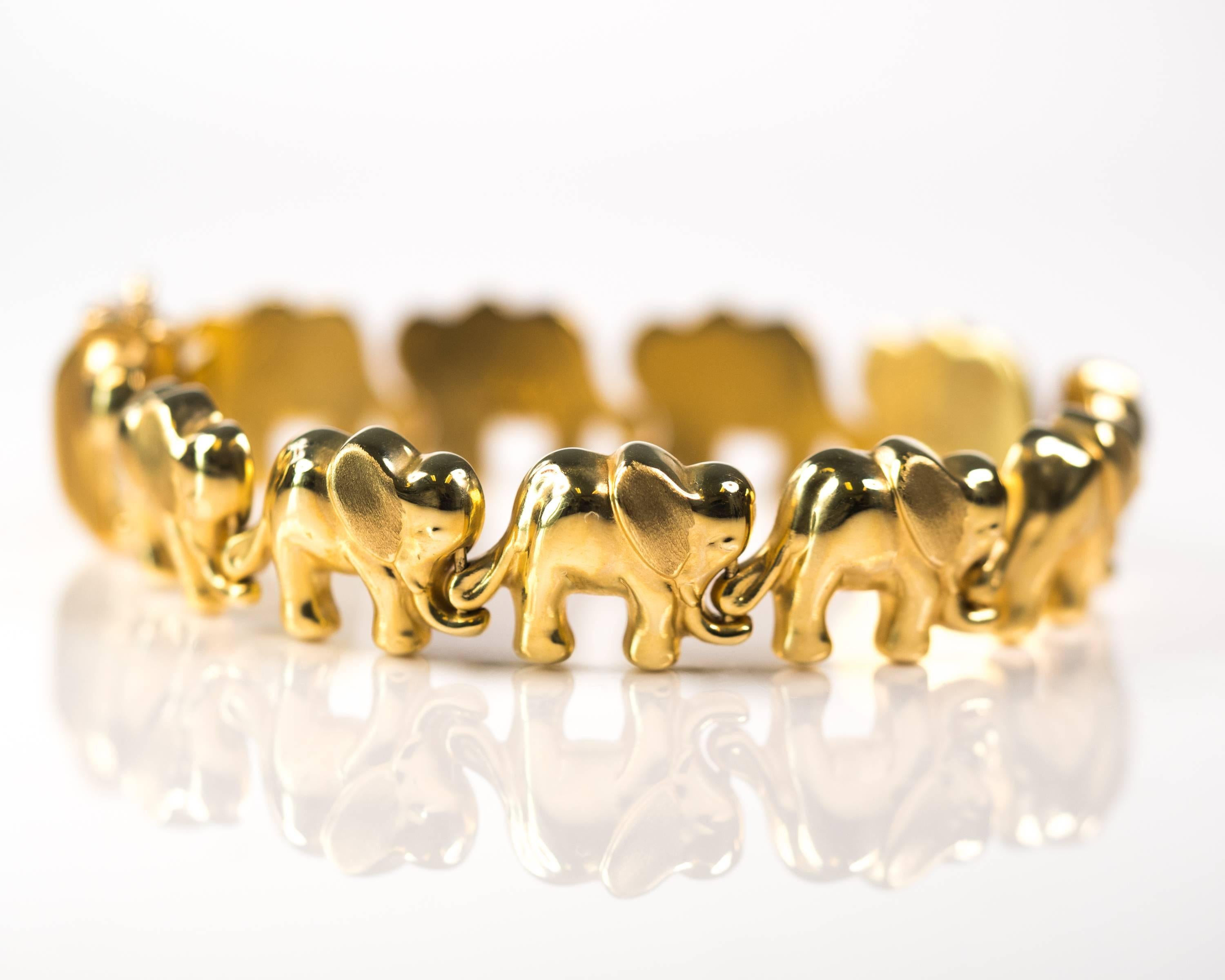 14 karat gold elephant bracelet