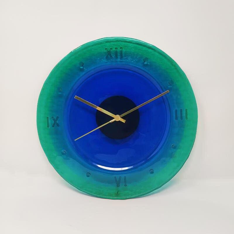 Horloge murale des années 1960 en verre de Murano par 