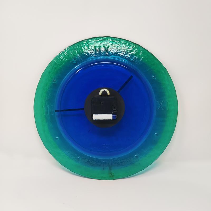 Mid-Century Modern Horloge murale des années 1960 en verre Murano Glass by 