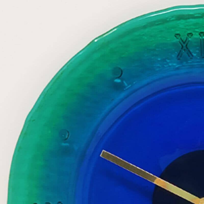 italien Horloge murale des années 1960 en verre de Murano par Cà Dei Vetrai. Fabriqué en Italie