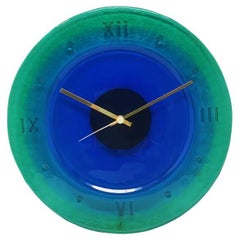 Vintage 1960s Wall Clock in Murano Glass by "Cà Dei Vetrai", Made in Italy