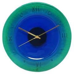 Horloge murale des années 1960 en verre de Murano par Cà Dei Vetrai. Fabriqué en Italie
