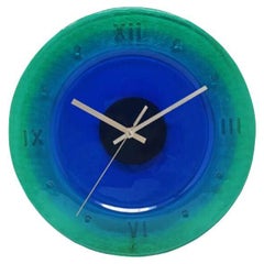 Horloge murale des années 1960 en verre de Murano par Cà Dei Vetrai. Fabriquée en Italie