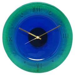 Horloge murale des années 1960 en verre de Murano par "Cà Dei Vetrai". Fabriqué en Italie