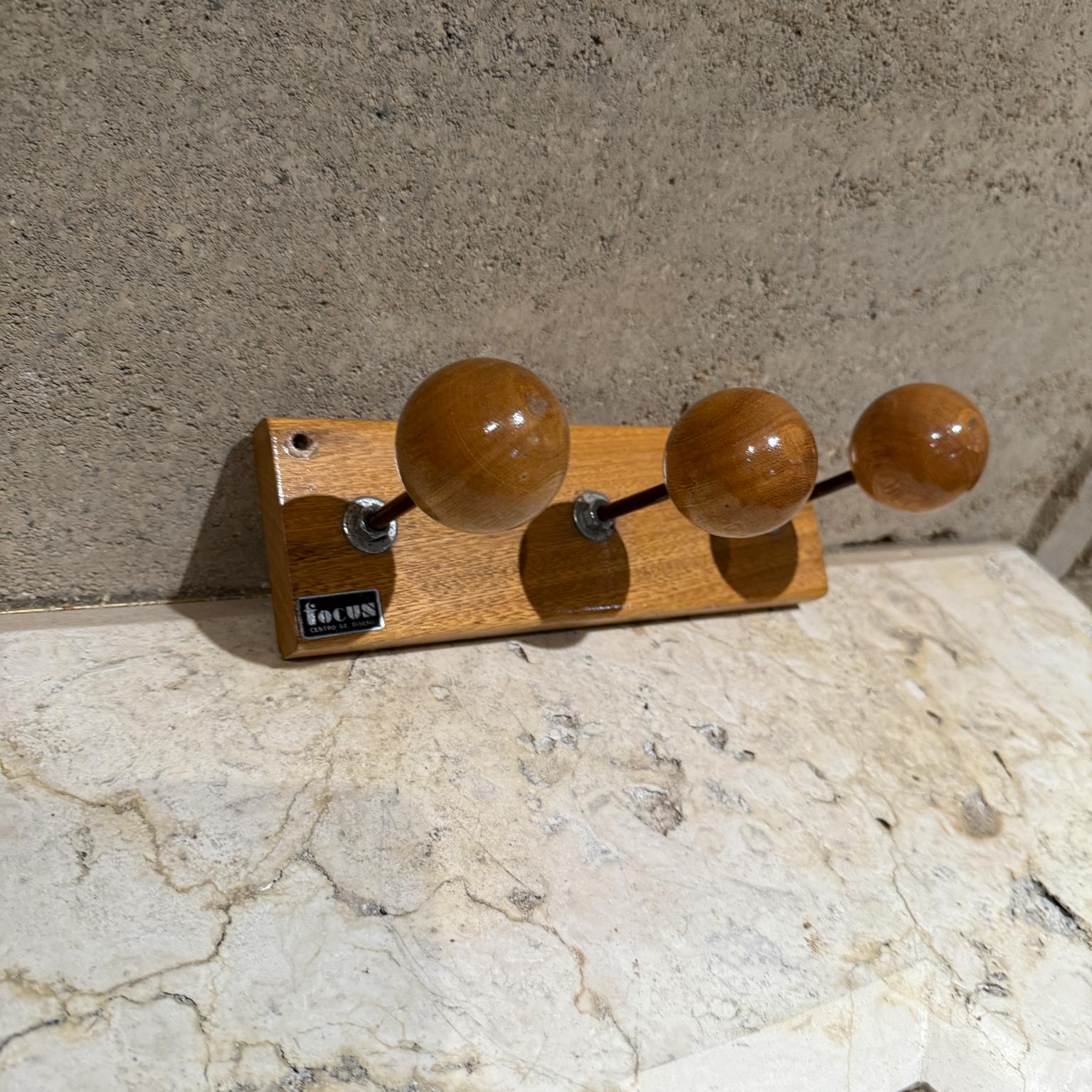 Scandinavian Modern 1960s Wall Coat Rack Maple Wood and Iron For Sale