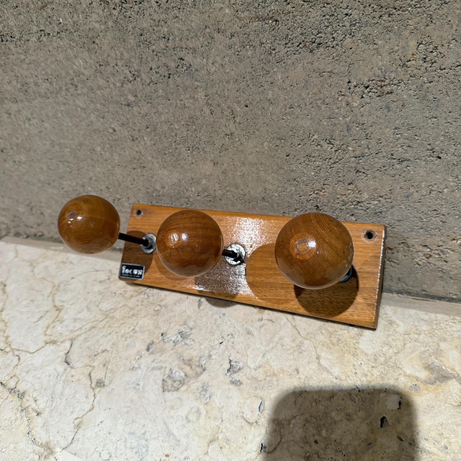 20th Century 1960s Wall Coat Rack Maple Wood and Iron For Sale