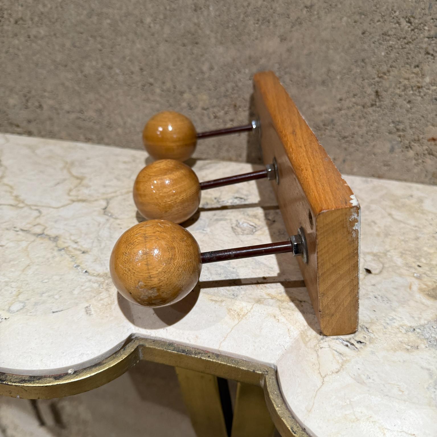 1960s Wall Coat Rack Maple Wood and Iron For Sale 1