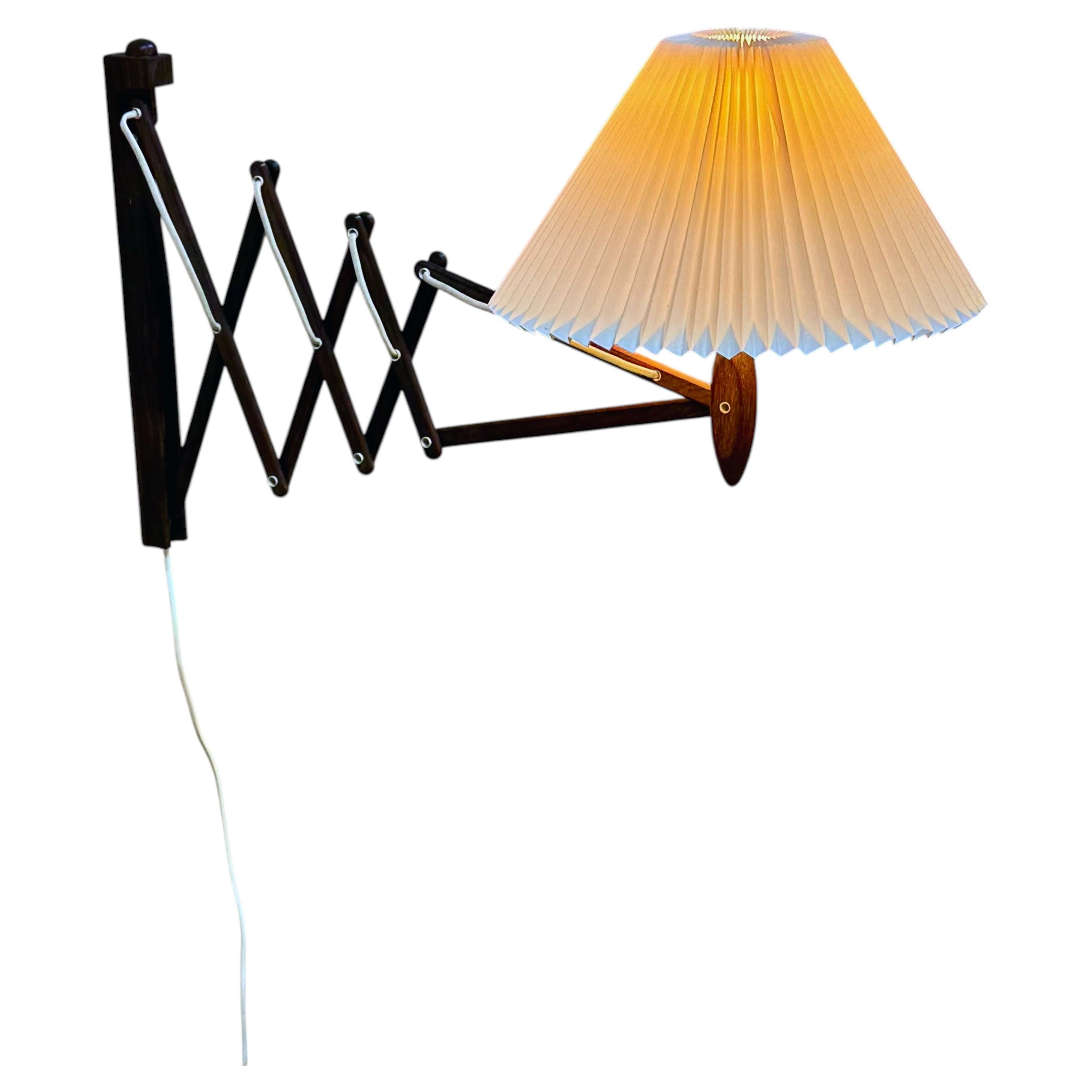 1960s Wall Lamp Model 332 334 by Le Klint in Brazilian wood and pleated shade