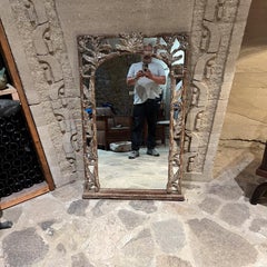 1960s Wall Mirror Hand Carved Faux Bamboo Style of Vivai del Sud