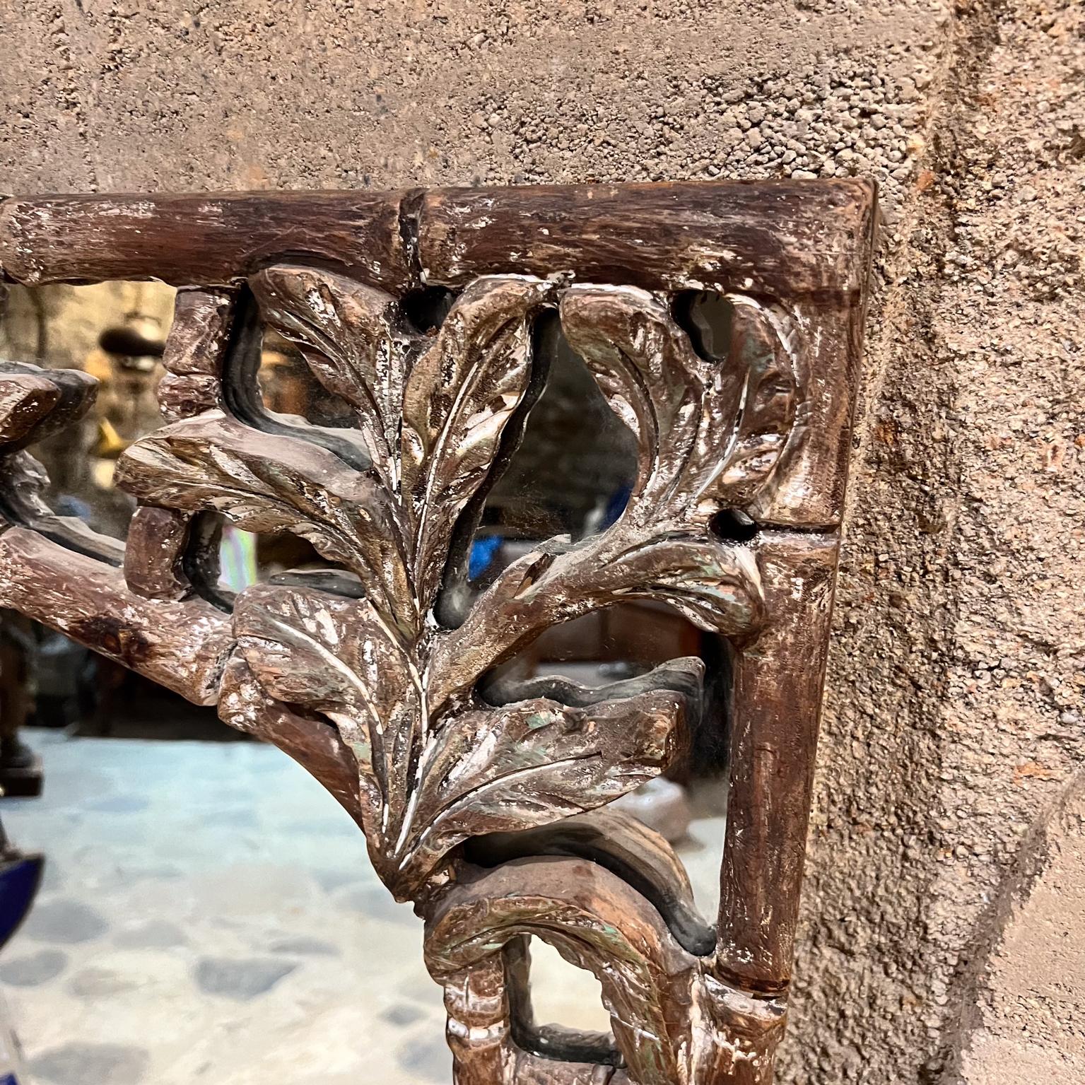Mid-20th Century 1960s Wall Mirror Hand Carved Faux Bamboo Style of Vivai del Sud For Sale