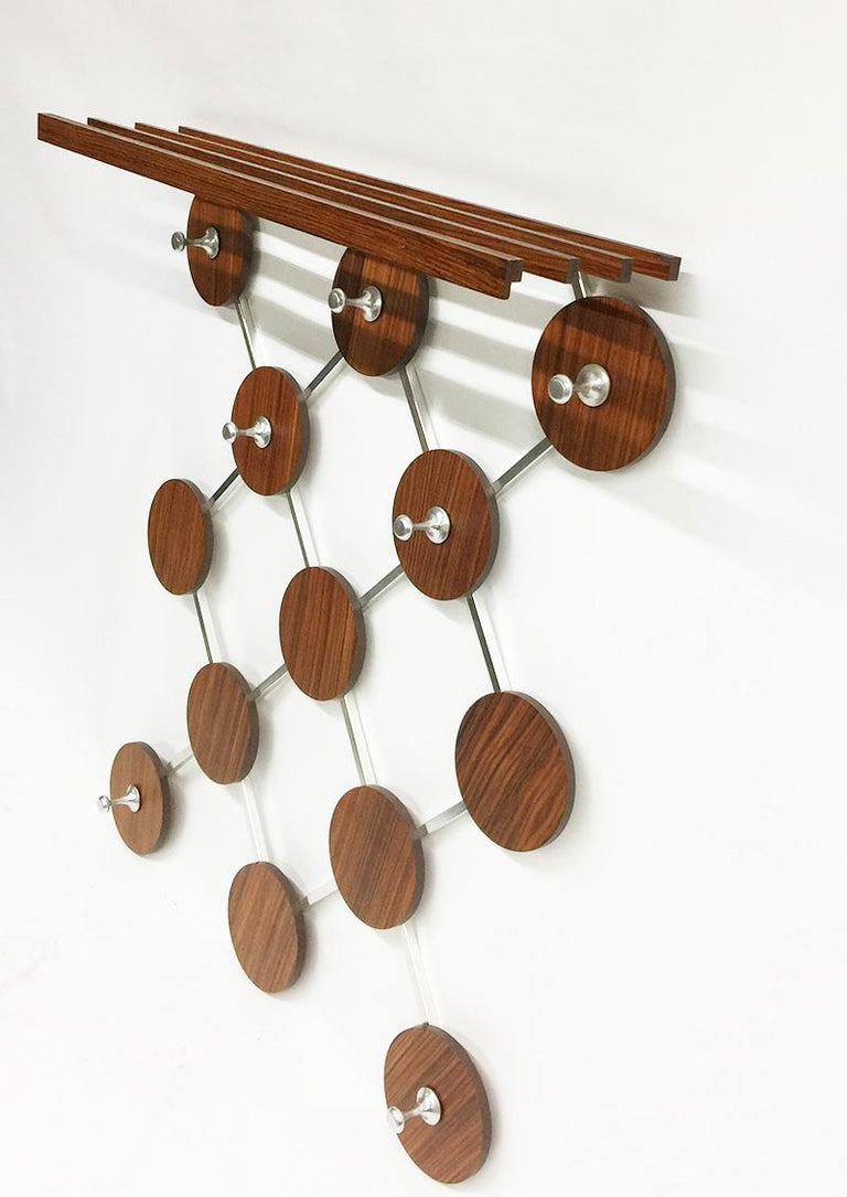 1960s Wall wood Mounted Coat Rack For Sale at 1stdibs