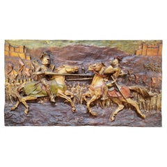 1960's Wall Sculpture Medieval Jousting by J. Segura