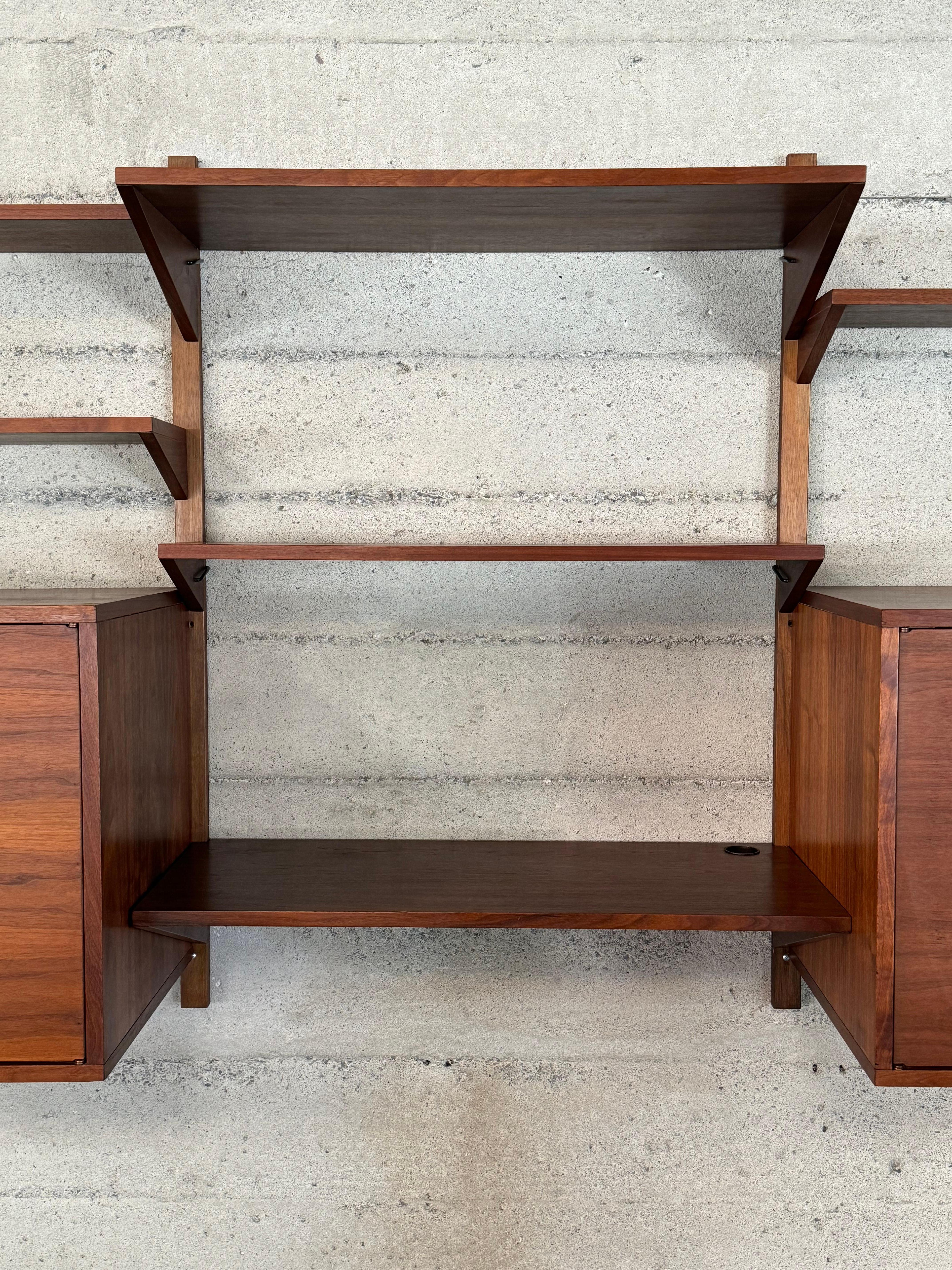 Hand-Crafted 1960s Wall Storage Unit in Walnut  For Sale