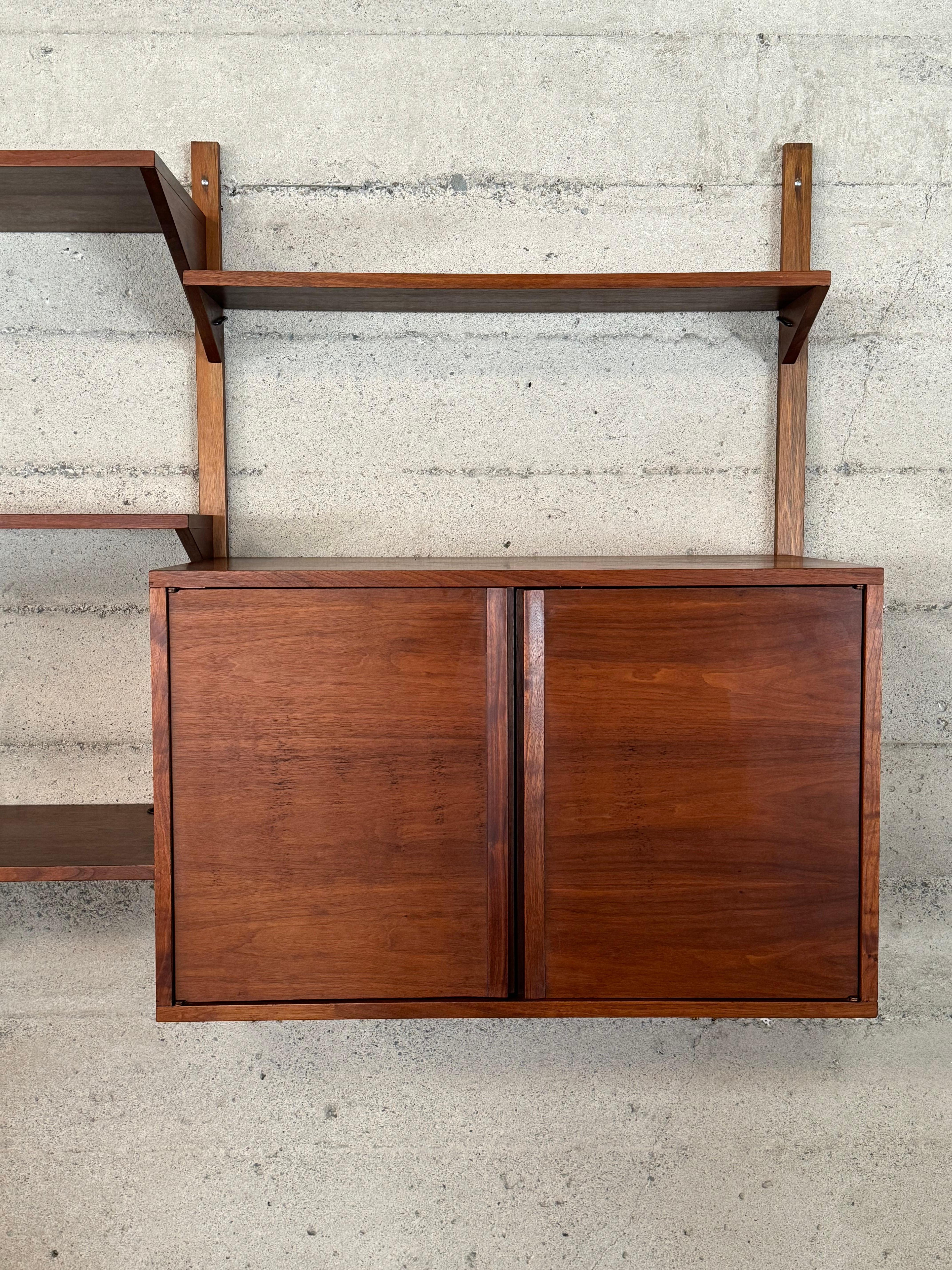 1960s Wall Storage Unit in Walnut  In Good Condition For Sale In Oakland, CA