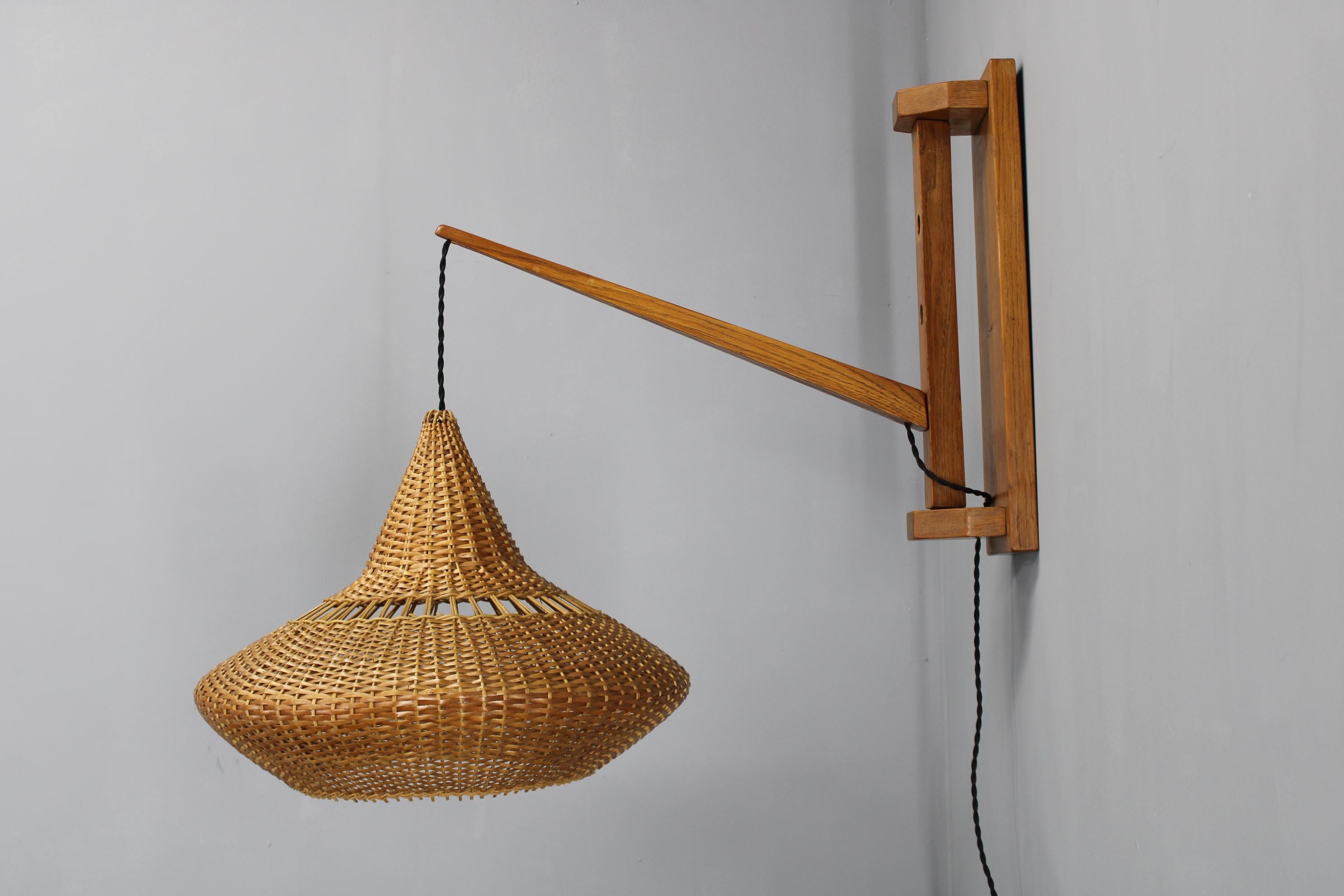Mid-Century Modern 1960s Wall Wooden Lamp by Pokrok Zilina , Czechoslovakia For Sale