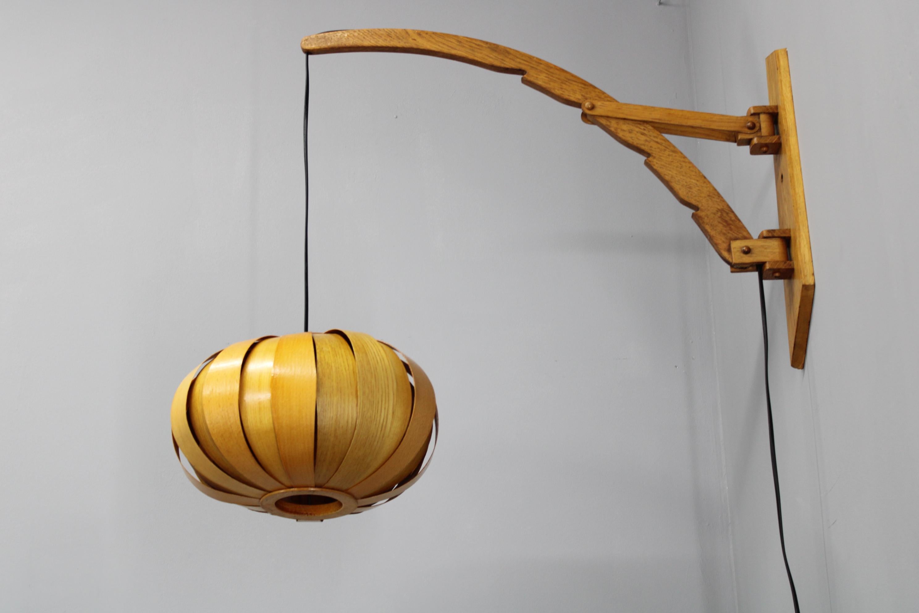 Mid-Century Modern 1960s Wall Wooden Lamp by Pokrok Zilina , Czechoslovakia For Sale