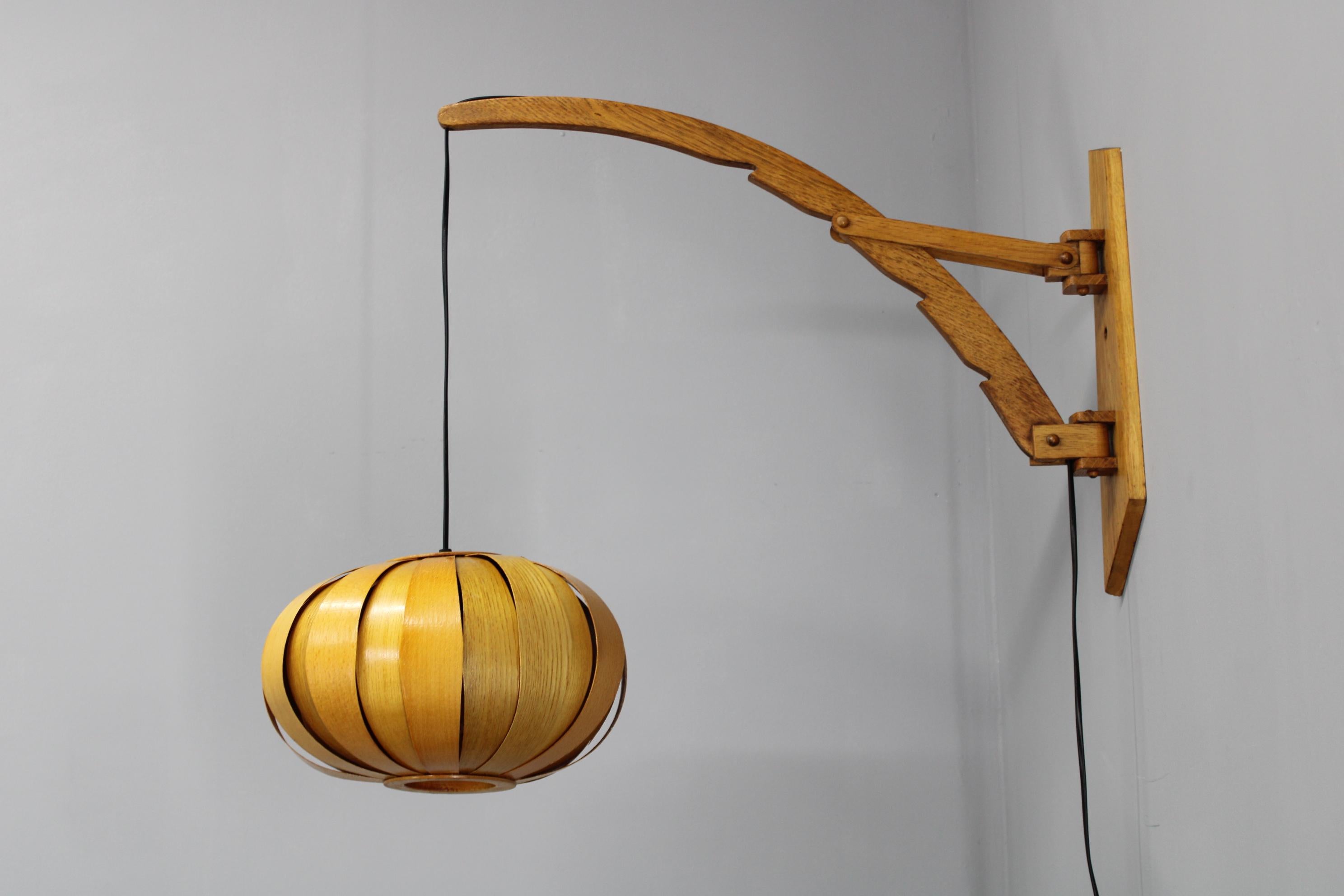 1960s Wall Wooden Lamp by Pokrok Zilina , Czechoslovakia In Good Condition For Sale In Praha, CZ