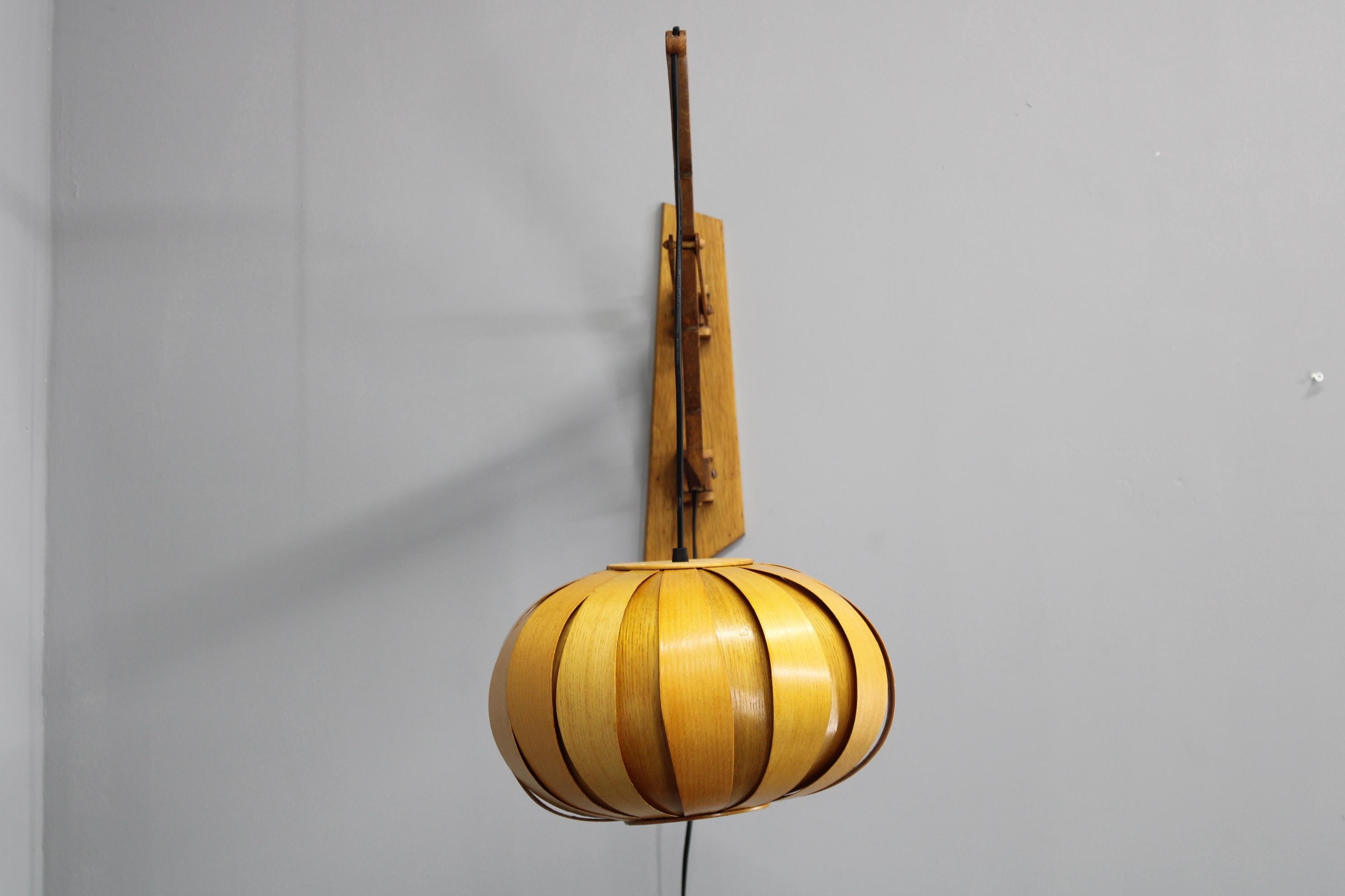 20th Century 1960s Wall Wooden Lamp by Pokrok Zilina , Czechoslovakia For Sale