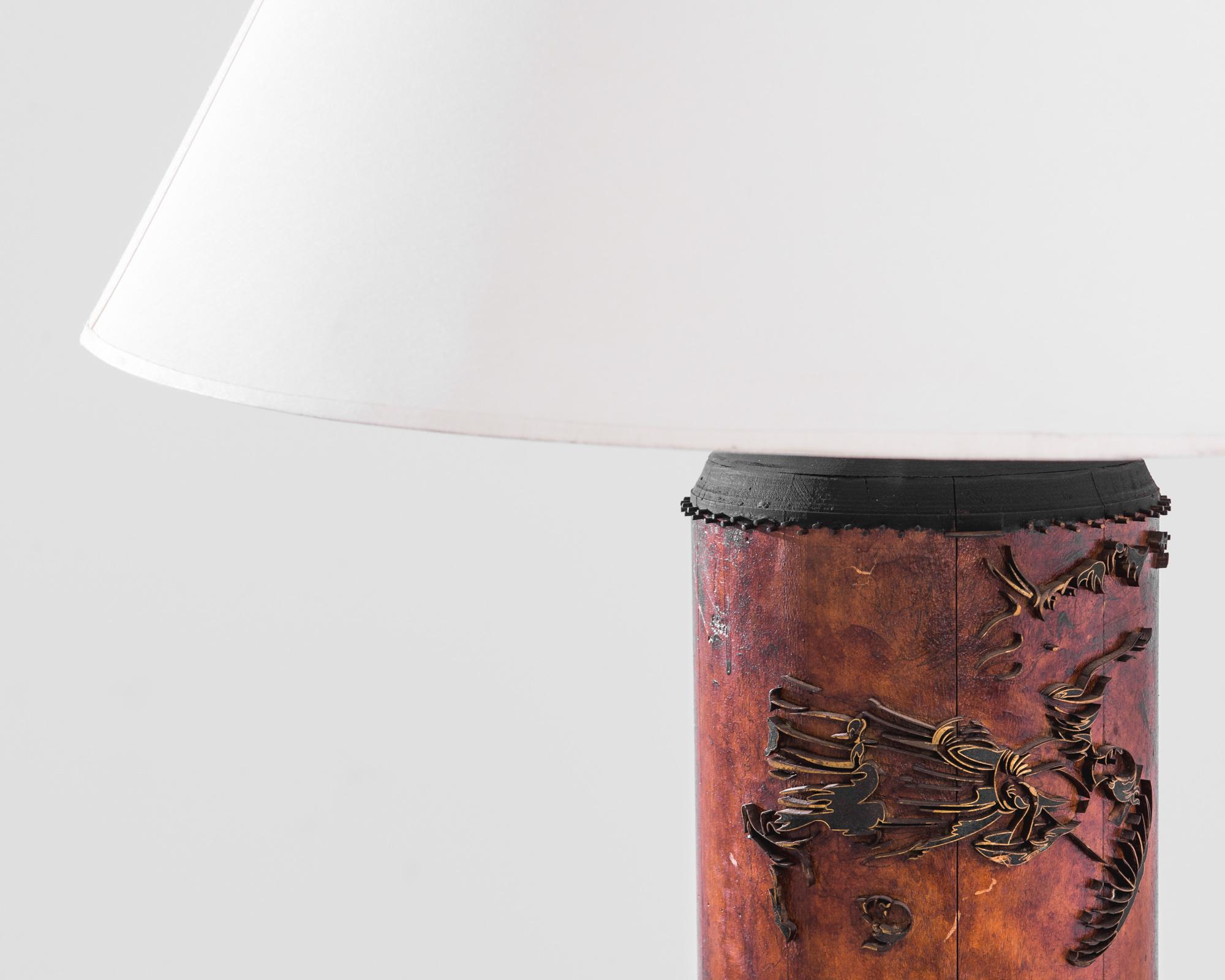 French 1960s Wallpaper Roller Table Lamp