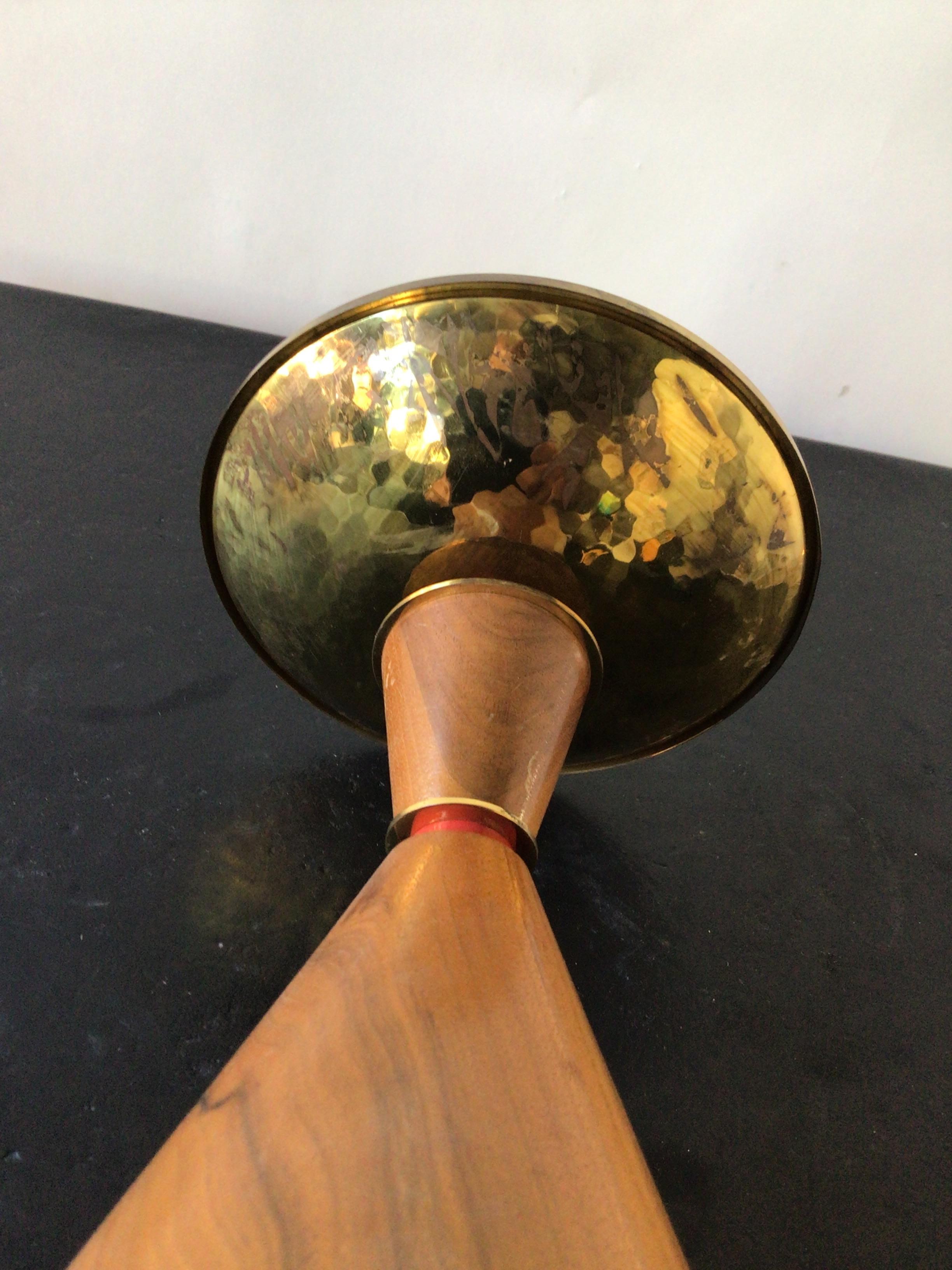 1960s Walnut and Brass Candlesticks For Sale 5