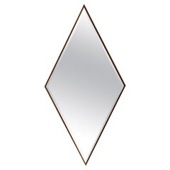 1960s Walnut and Brass Framed Bevelled Mirror