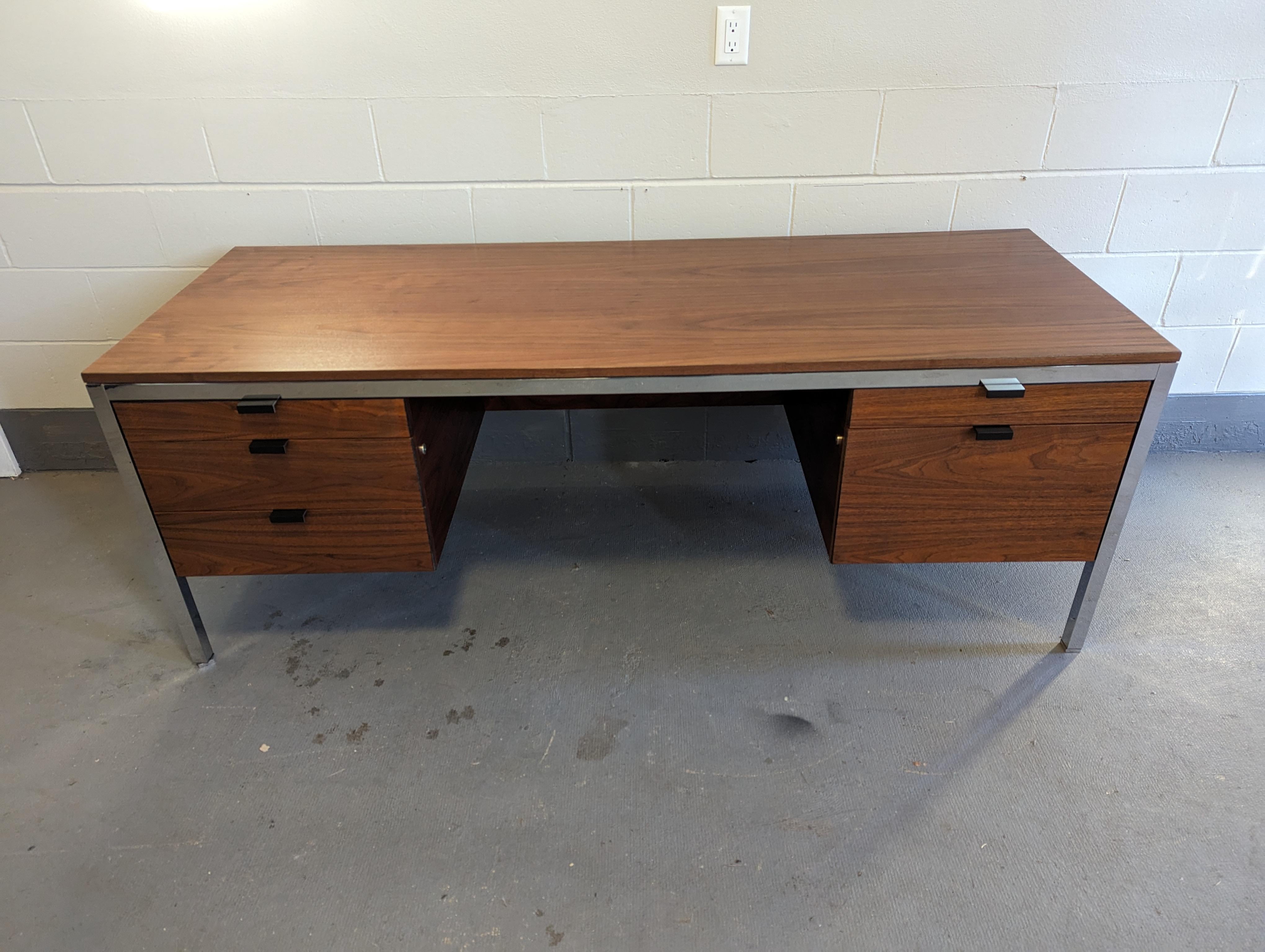 1960s Walnut and Chrome Executive Desk For Sale 6