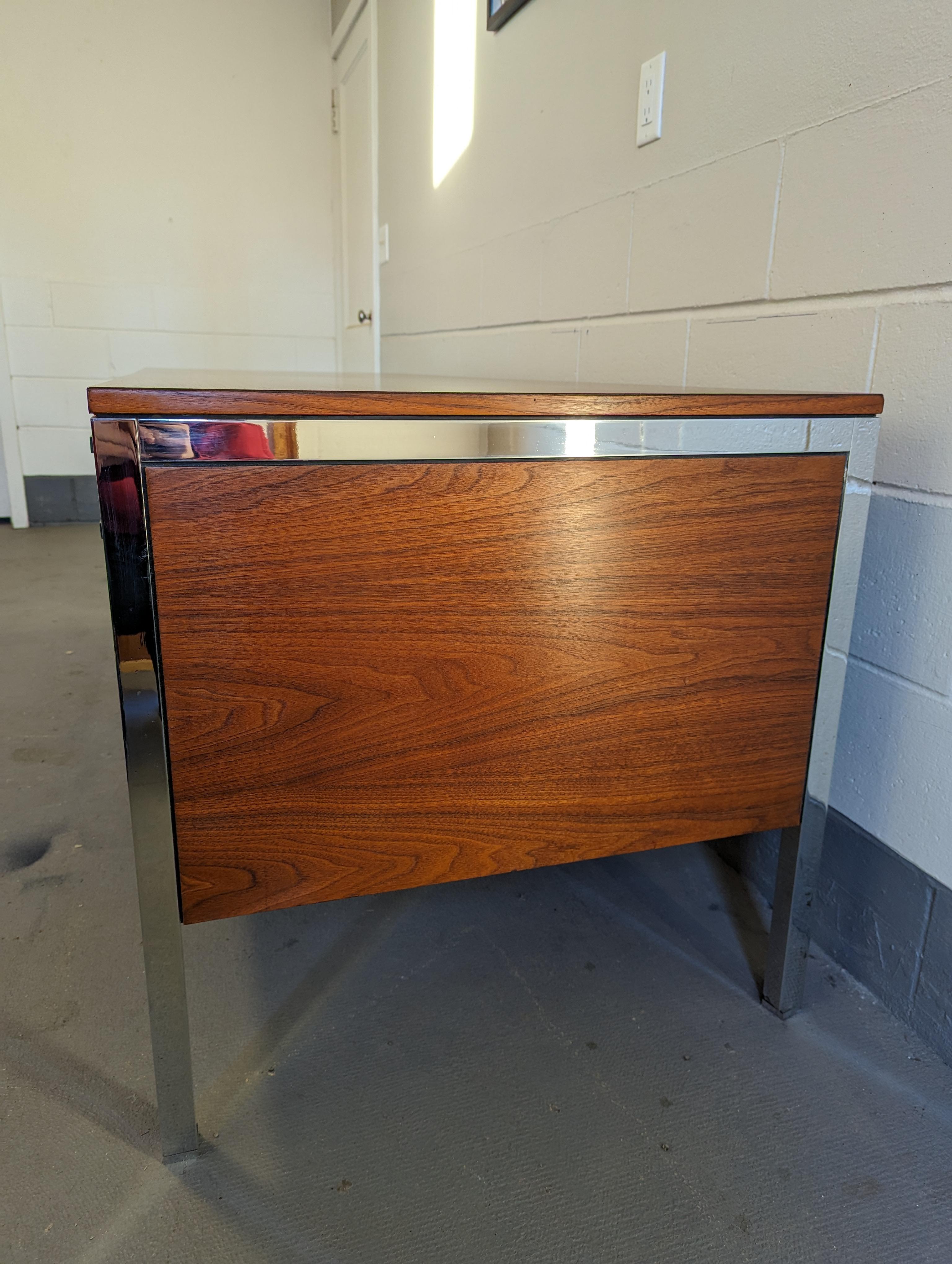 1960s Walnut and Chrome Executive Desk For Sale 7