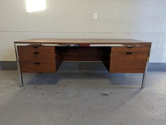 1960s Walnut and Chrome Executive Desk