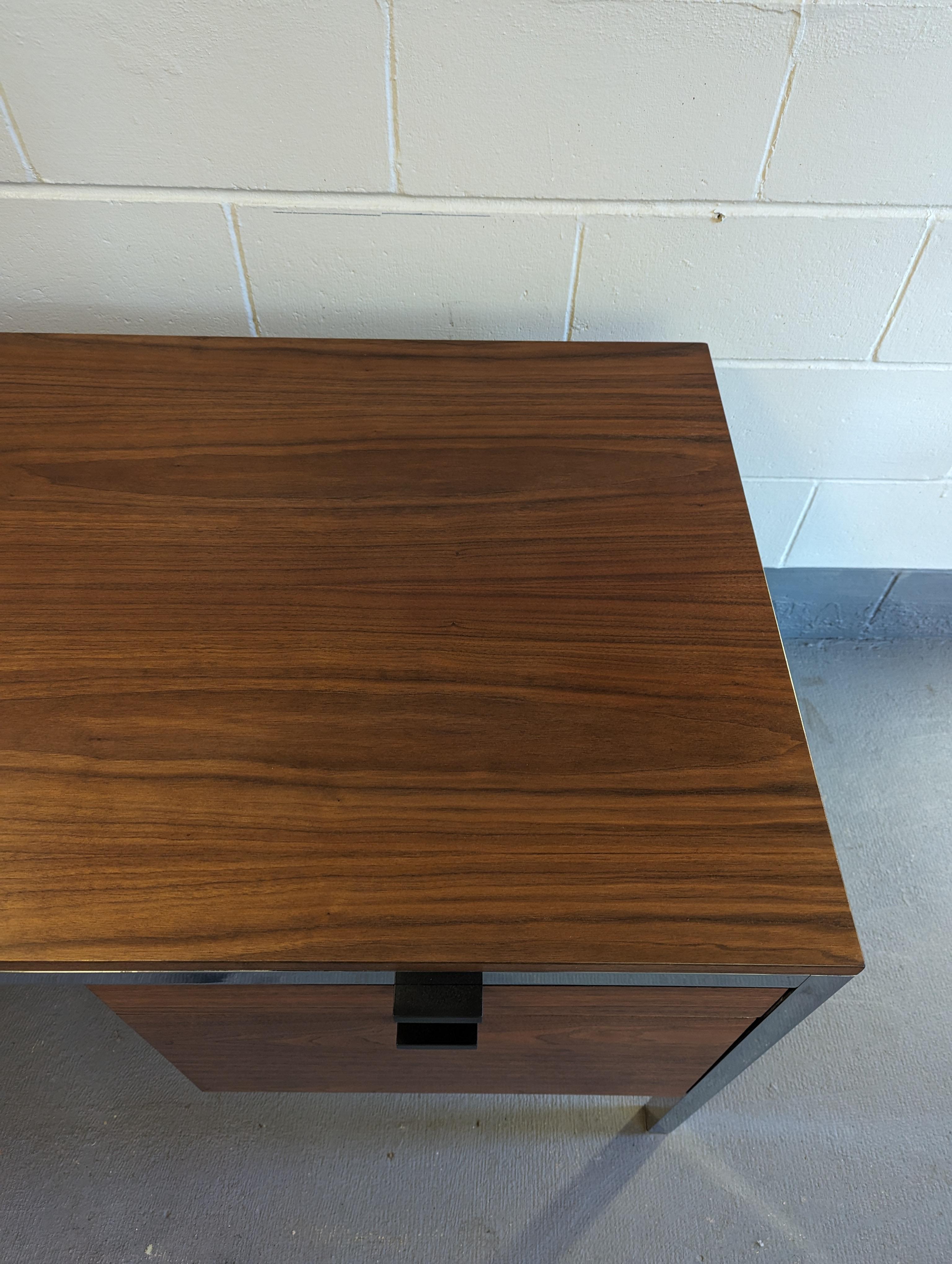 American 1960s Walnut and Chrome Executive Desk For Sale