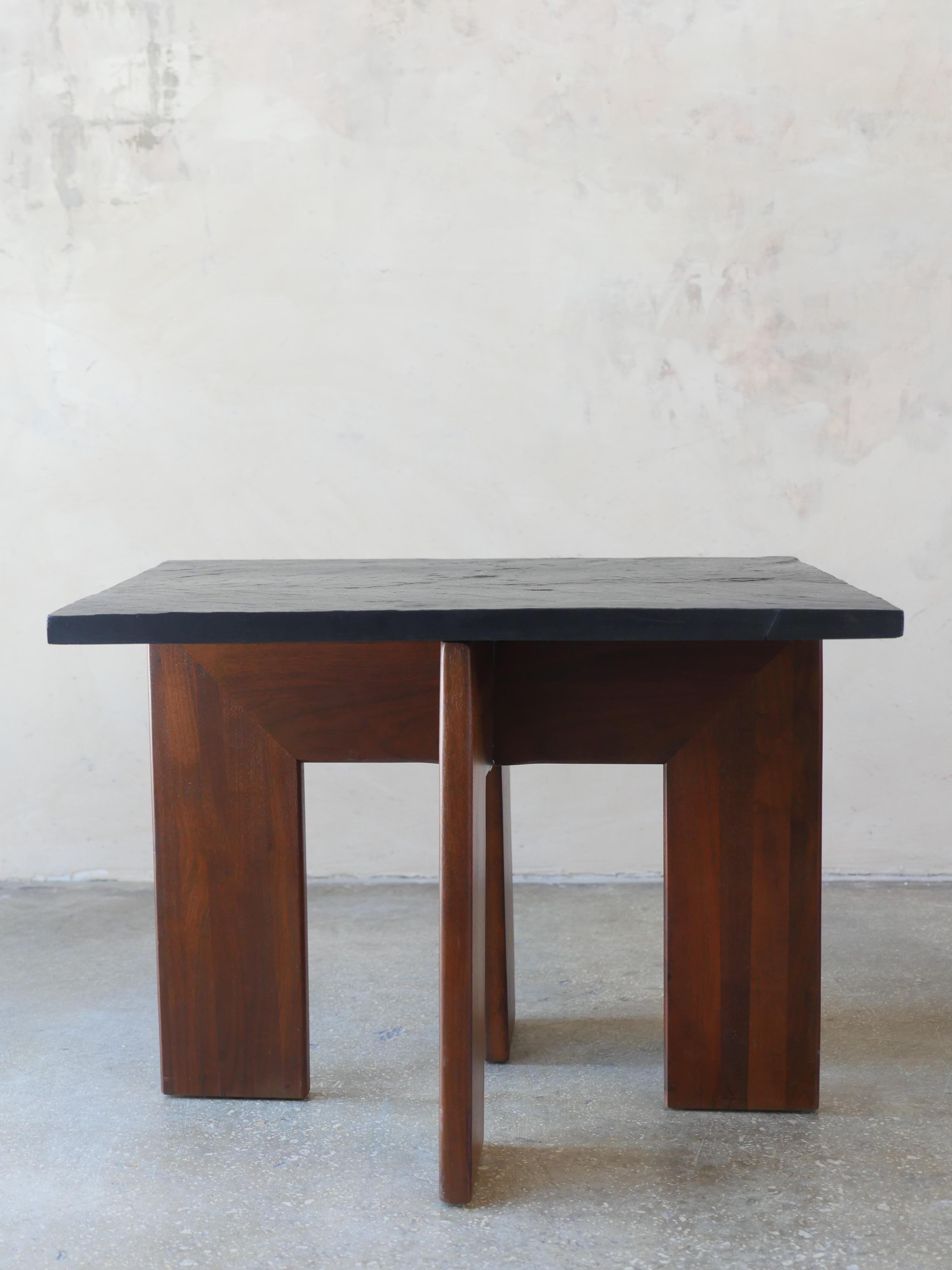 Mid-Century Modern 1960s Walnut and Slate Side Tables by Adrian Pearsall for Craft Associates