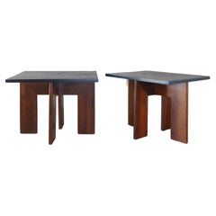 1960s Walnut and Slate Side Tables by Adrian Pearsall for Craft Associates