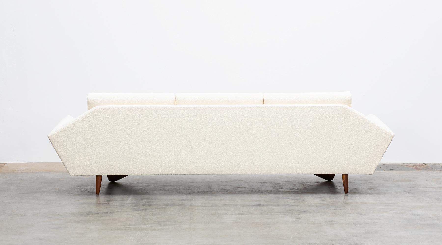 Mid-20th Century 1960s Walnut Base, White Upholstery Sofa by Adrian Pearsall 'B' For Sale