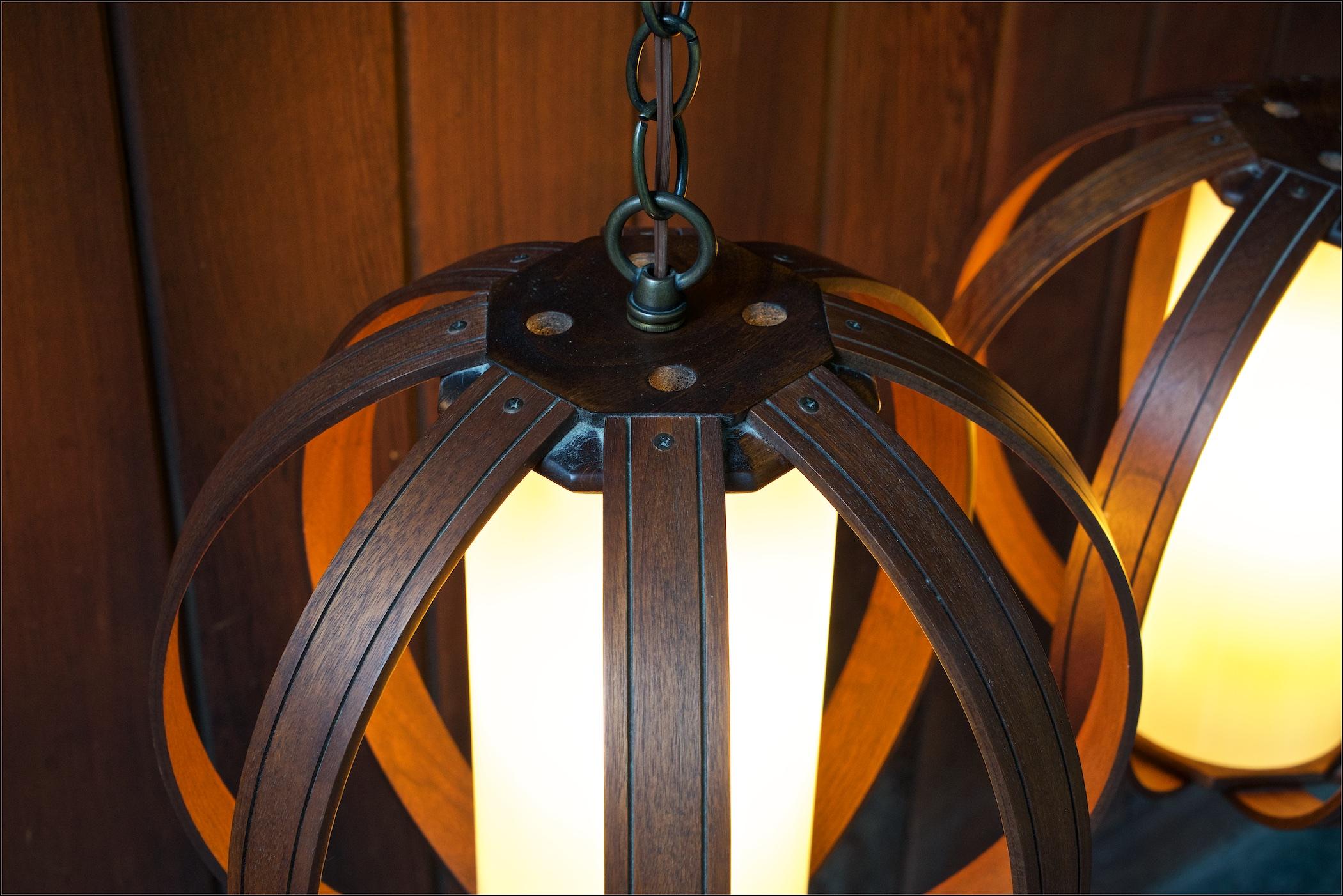 Mid-Century Modern 1960s Vintage Bentwood Globe Pendant Lamp Swag Light Cabin Modern Lodge Lantern For Sale