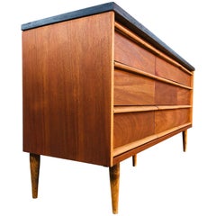 1960s Walnut and Black Painted 9-Drawer Dresser