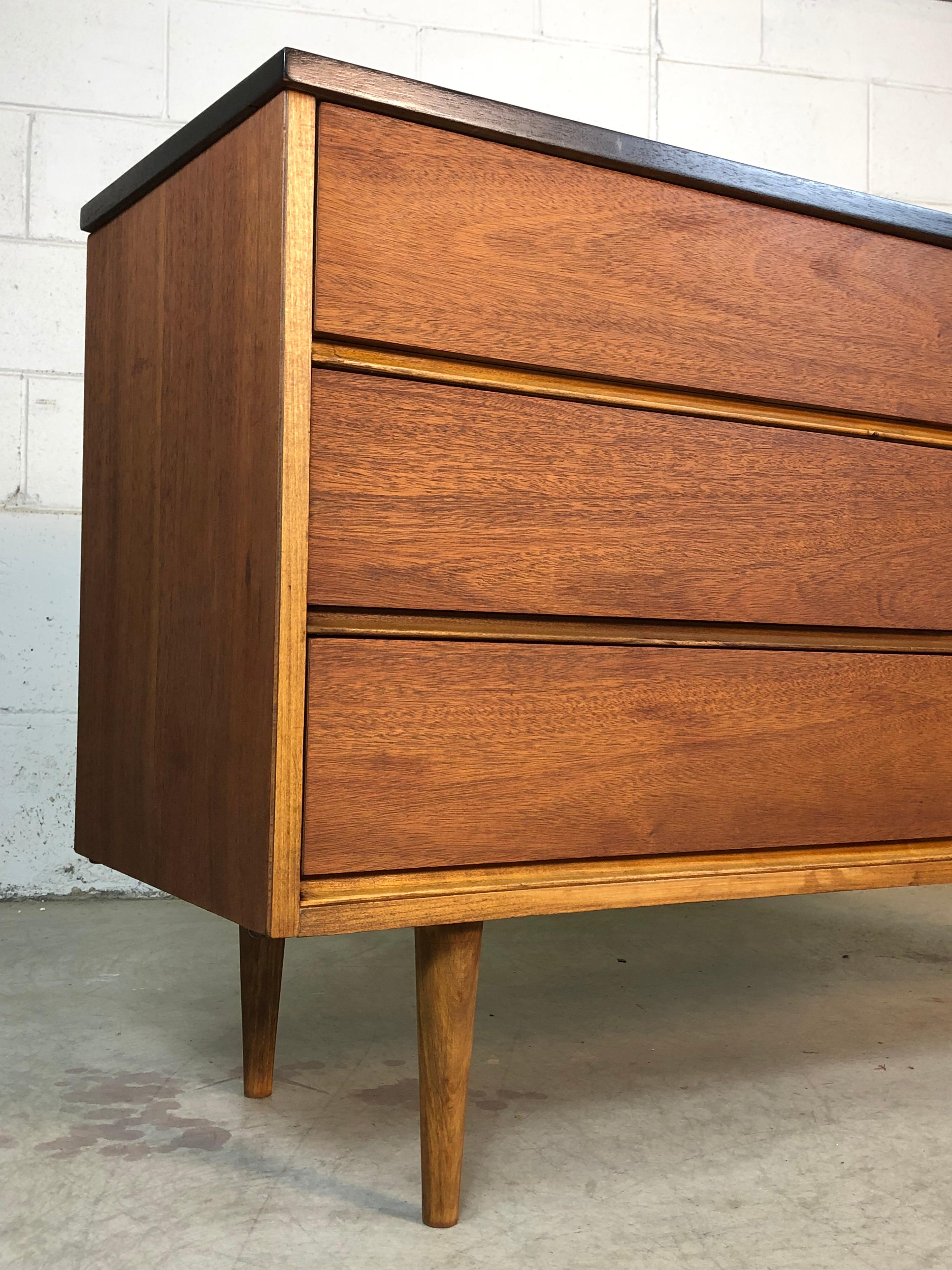 1960s Walnut and Black Painted Low Dresser For Sale 1
