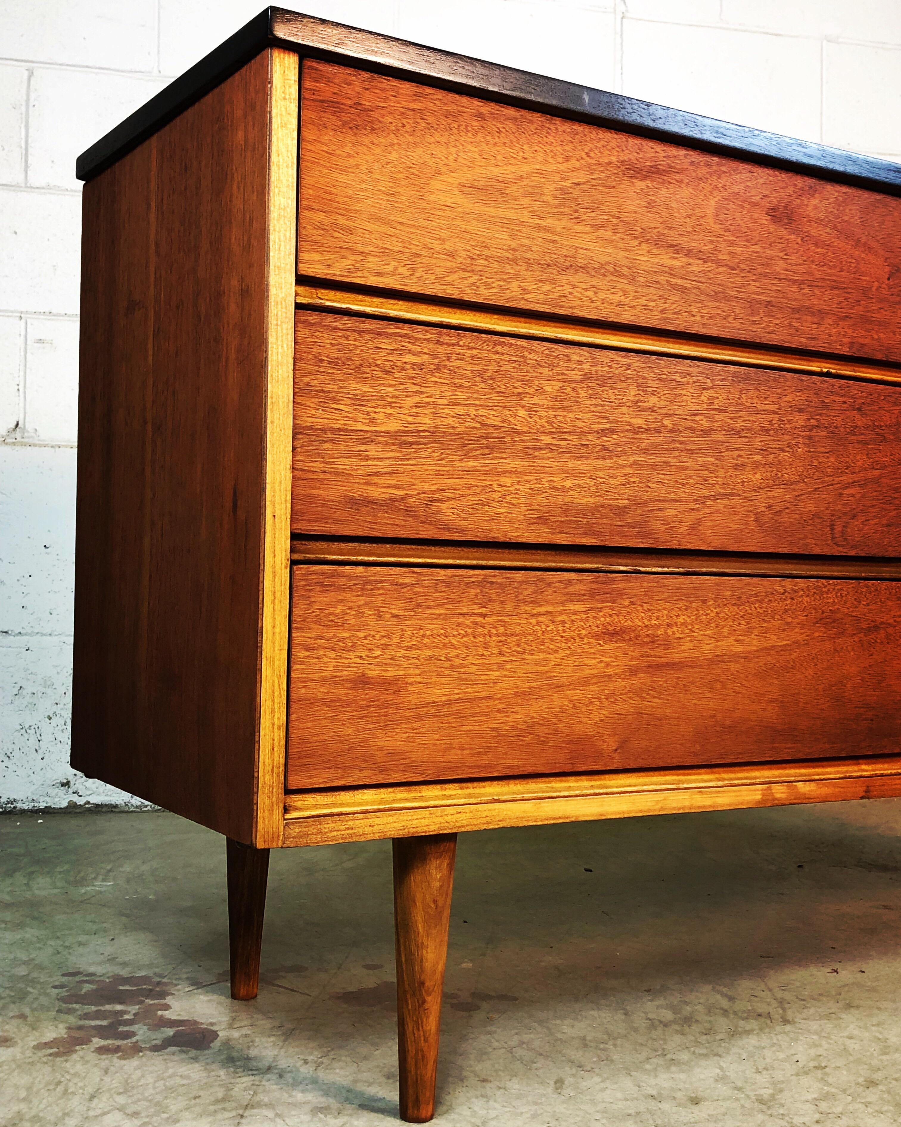 1960s Walnut and Black Painted Low Dresser For Sale 2