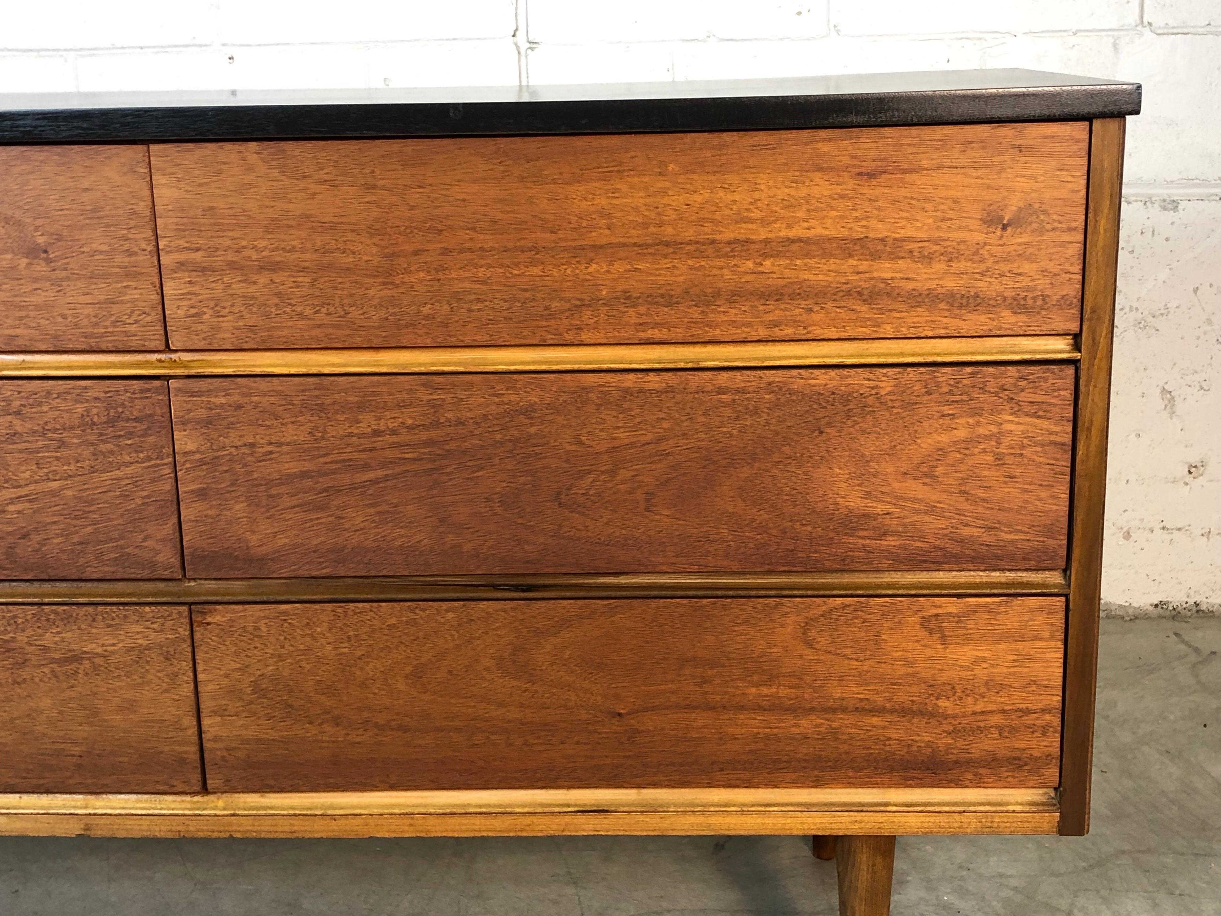 Mid-Century Modern 1960s Walnut and Black Painted Low Dresser For Sale